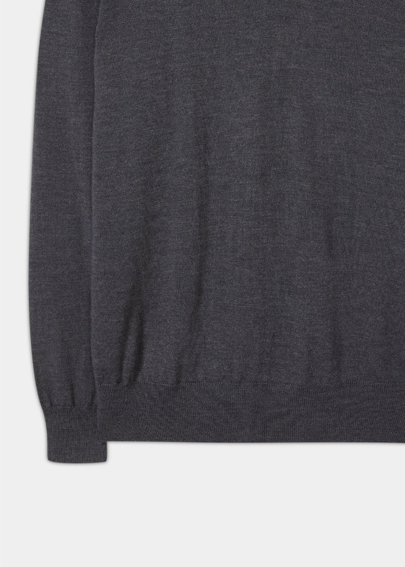 Alan Paine Barton Merino Wool 1/4 Zip Jumper - Charcoal Grey