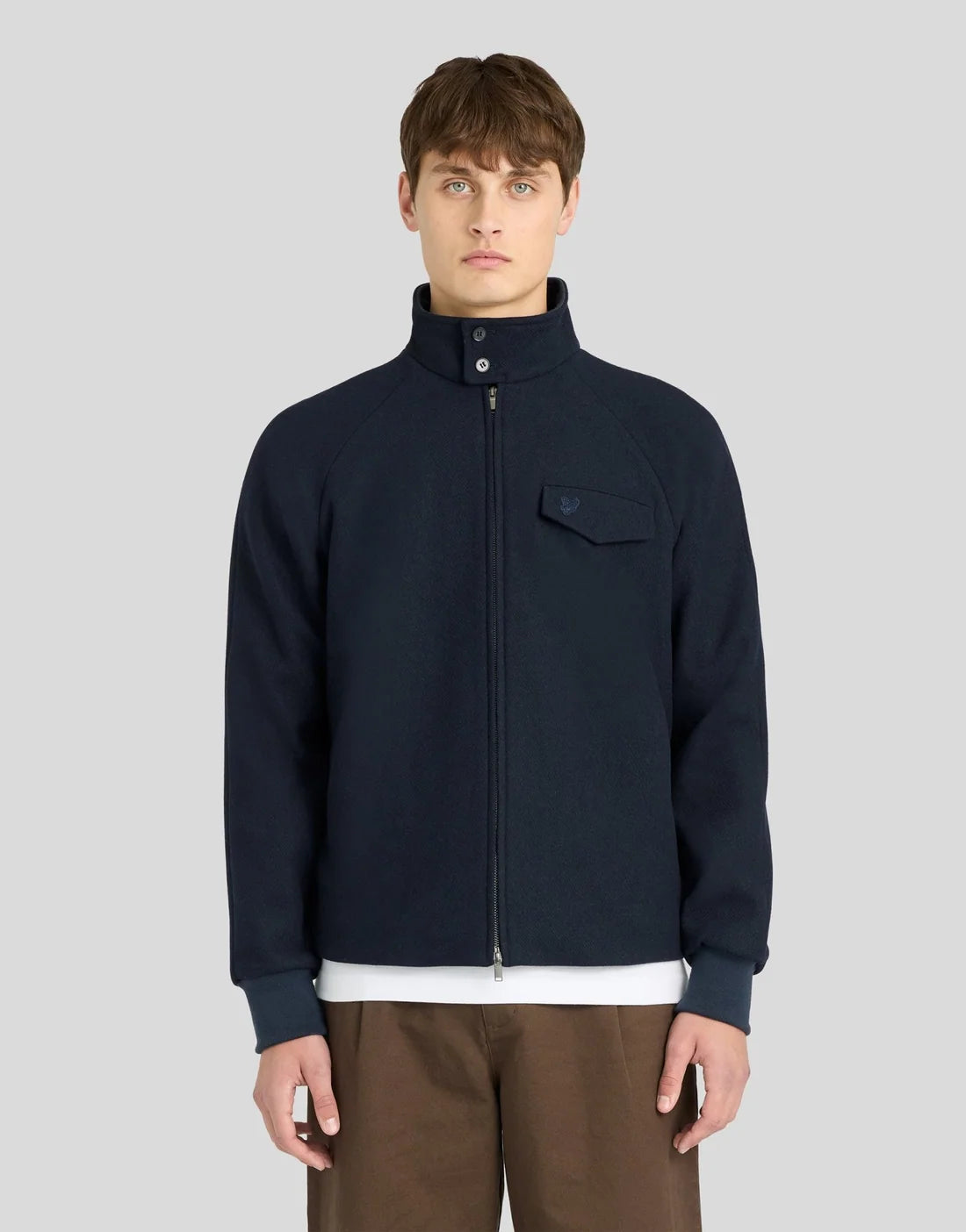 Wool Harrington Jacket Navy