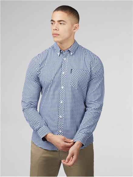 Long Sleeve Signature Gingham Shirt - Dark Blue