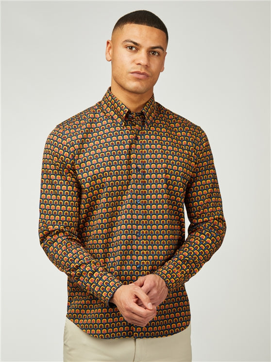 Ben Sherman Retro Print Shirt - Wine