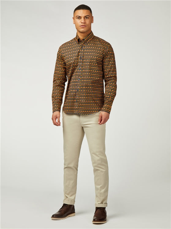 Ben Sherman Retro Print Shirt - Wine