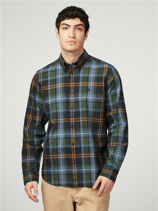 Oversized Tartan Check Shirt - Camouflage