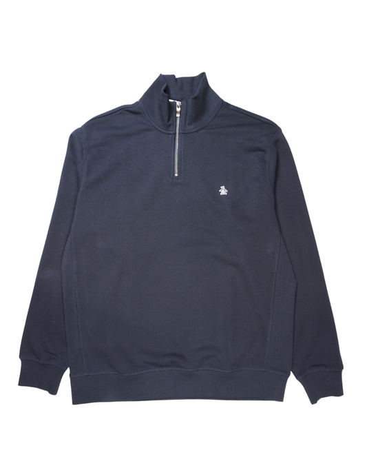 Sticker Pete Quarter Zip Sweatshirt in Dark Sapphire