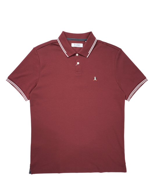 Icons Tipped Polo Shirt In Cabernet