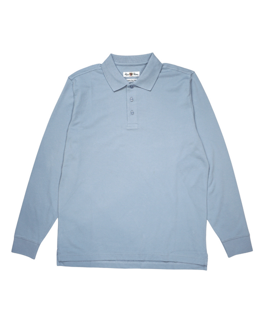 Reed Long Sleeve Polo In Light Blue.