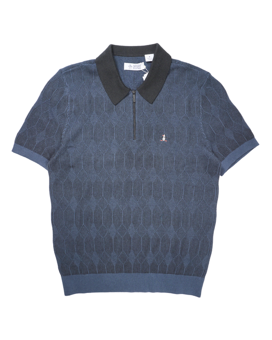 Icons Jacquard Quarter Zip Sweater Polo In Sargasso Sea