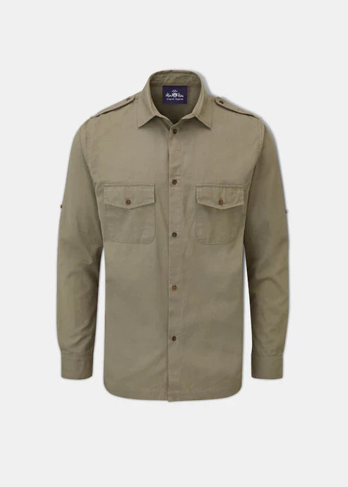 Shalhurst Button Through Shirt - Olive / Navy