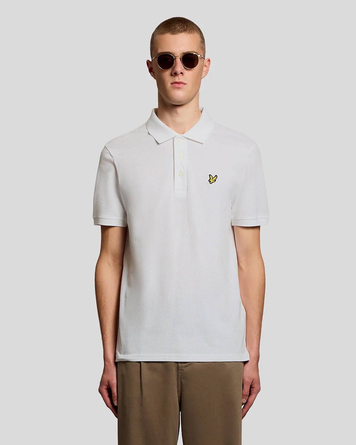 Popcorn Jacquard Polo Shirt - White