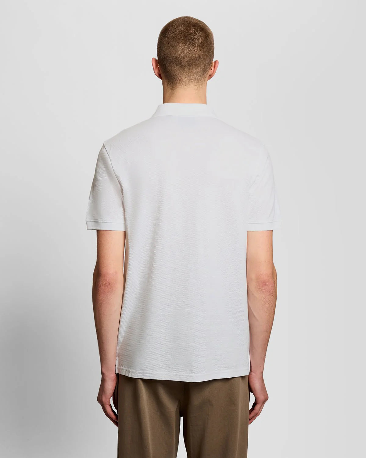 Popcorn Jacquard Polo Shirt - White