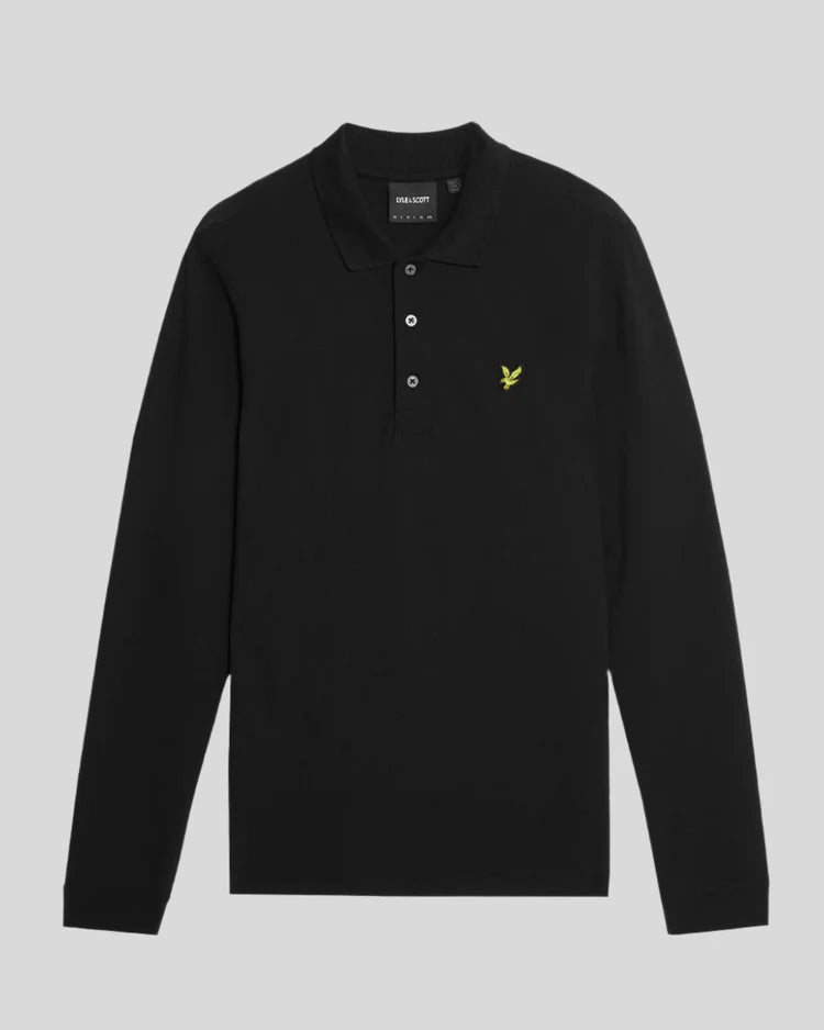 Long Sleeve Polo Shirt - Black
