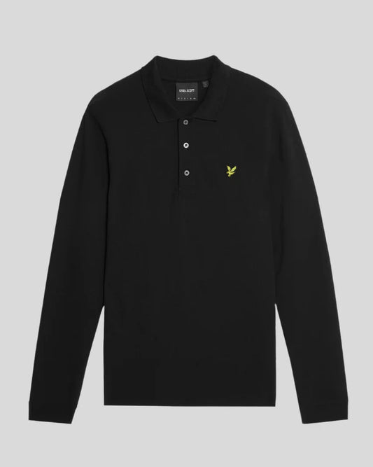 Long Sleeve Polo Shirt - Black