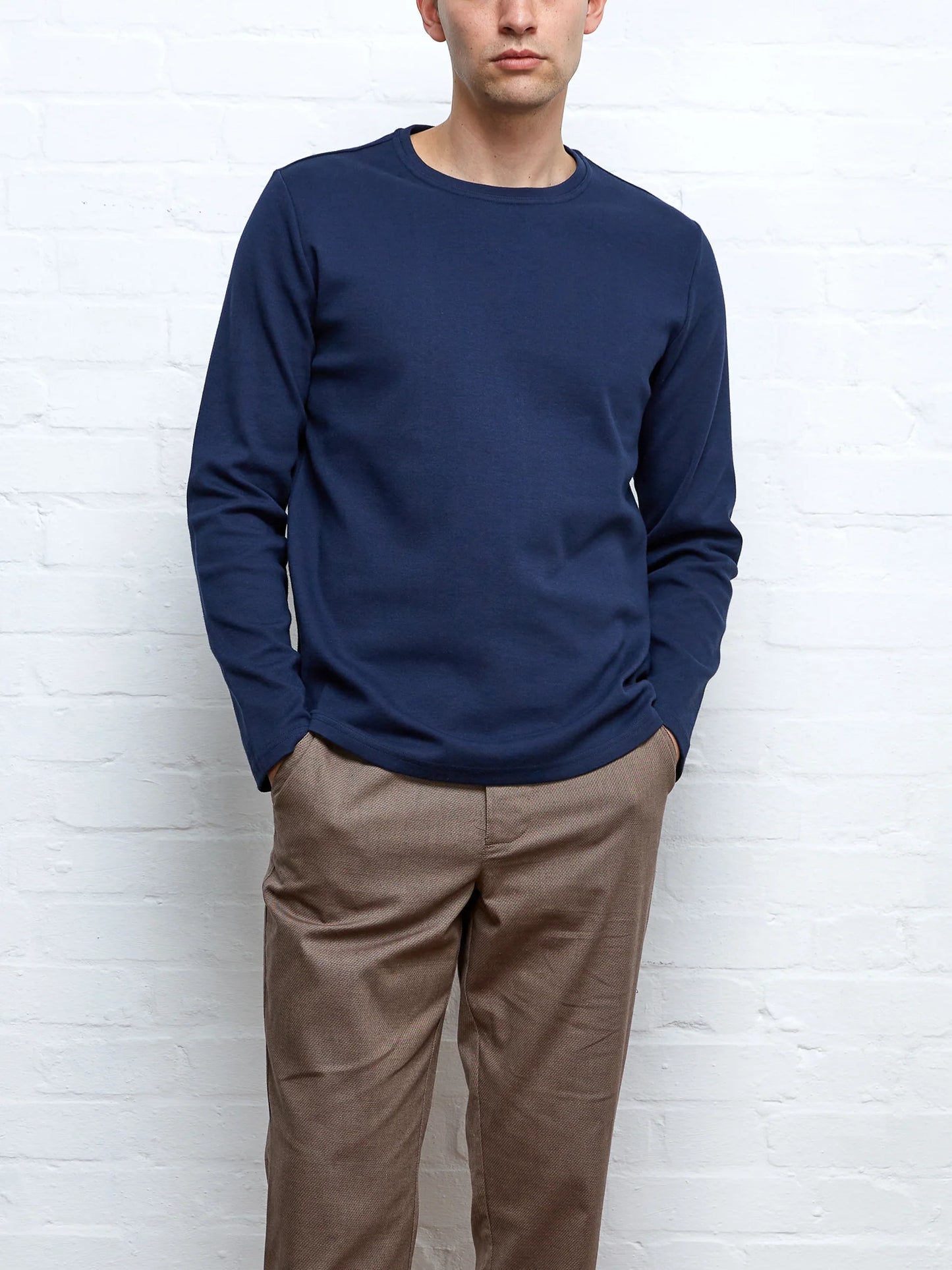 Heavy Long Sleeve Plain T-Shirt - Tavistock Navy