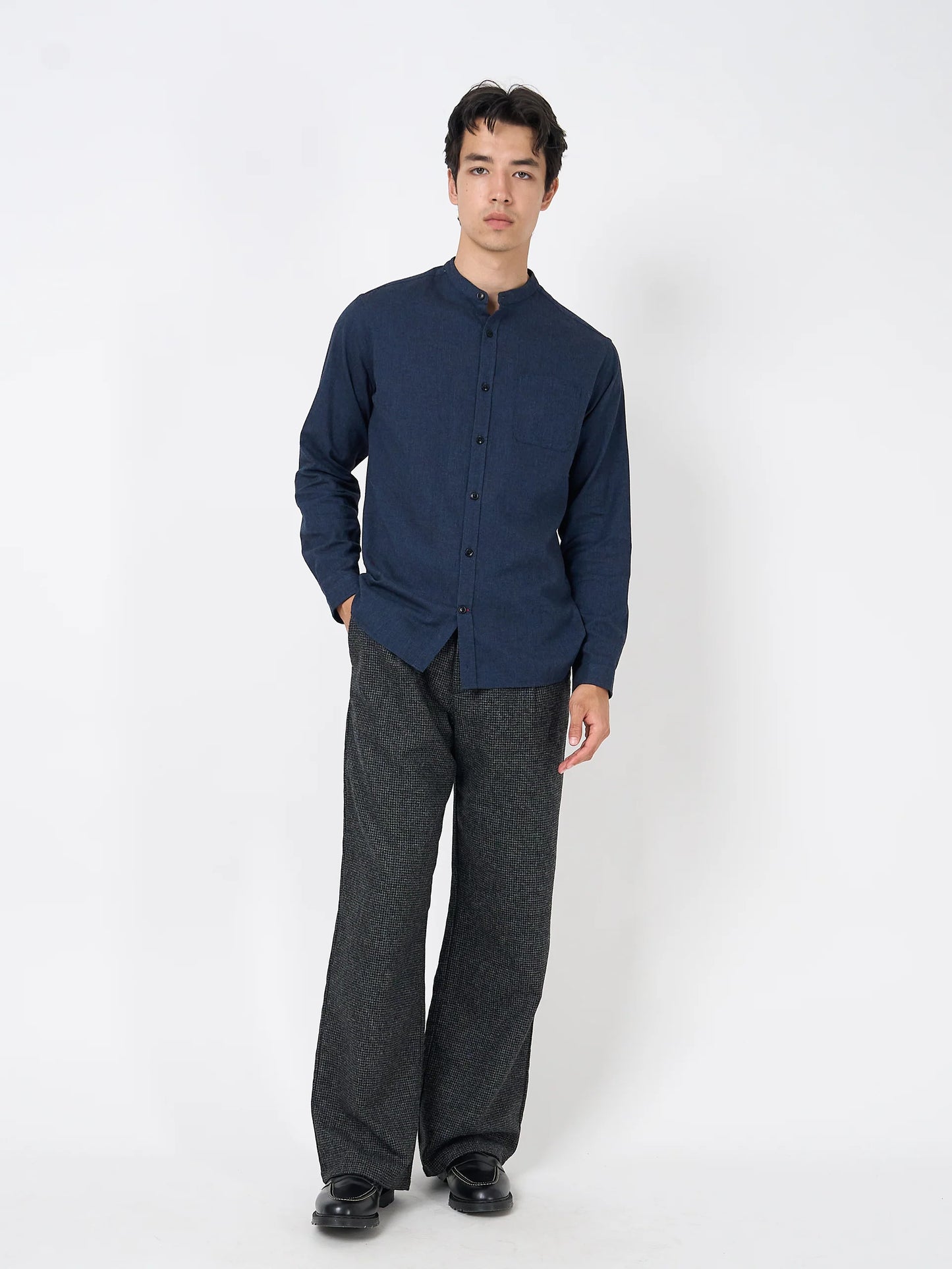 Grandad Shirt Wyatt - Navy