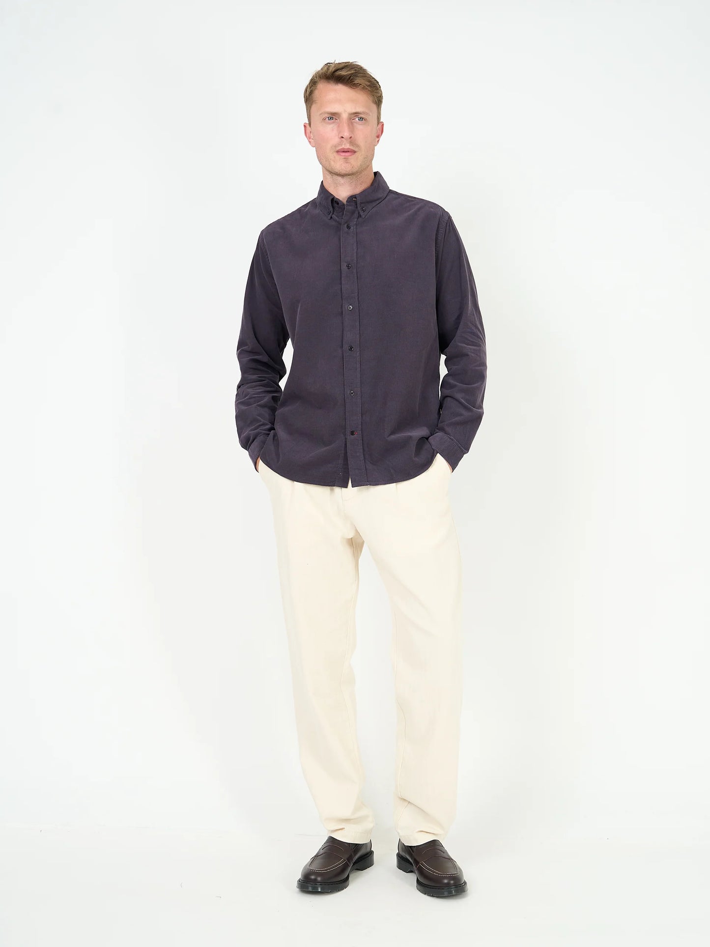 Brook Shirt Mersey Cord - Aubergine