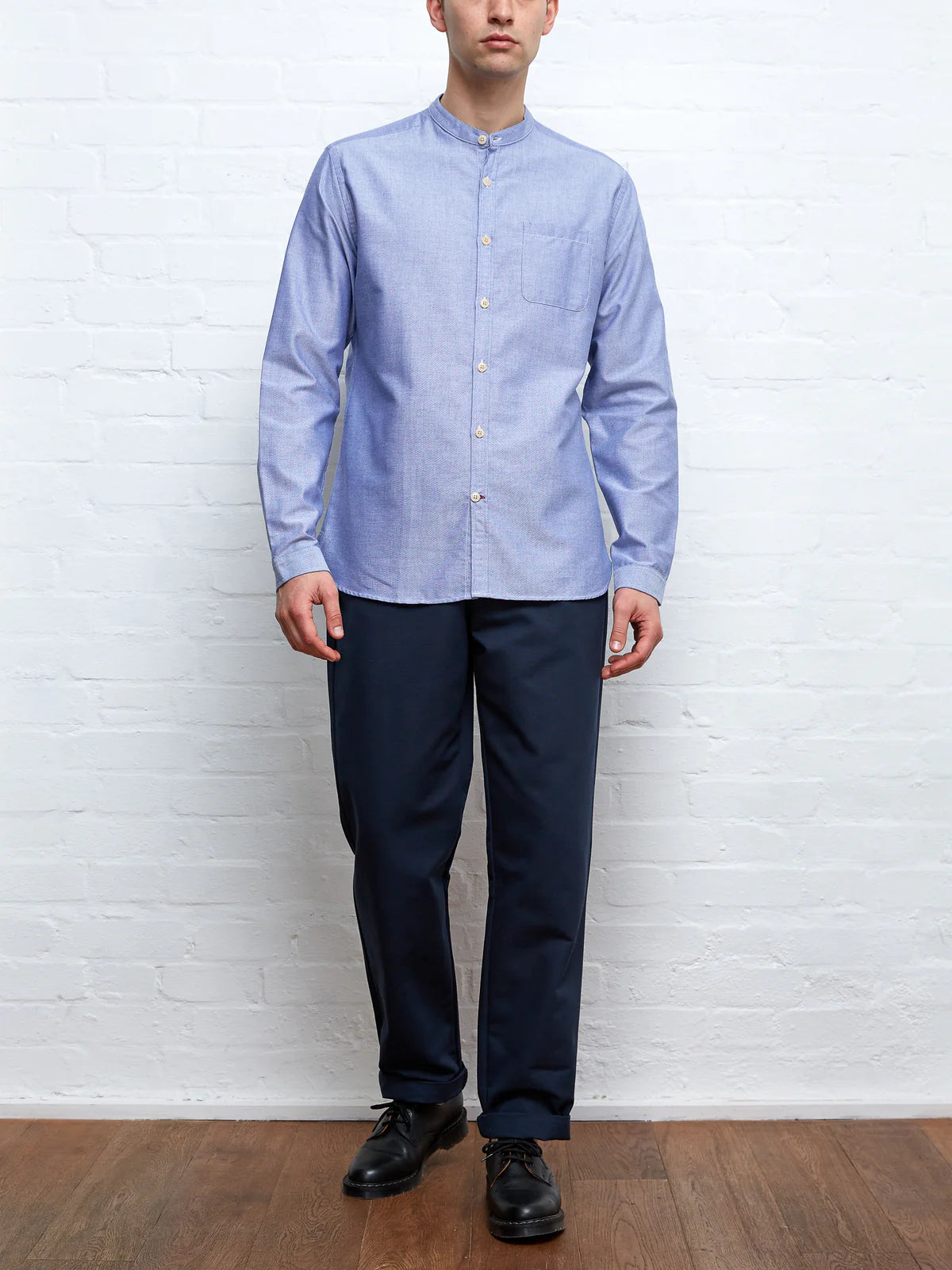 Grandad Shirt Brecon - Blue