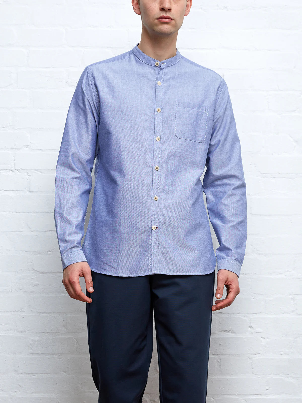 Grandad Shirt Brecon - Blue