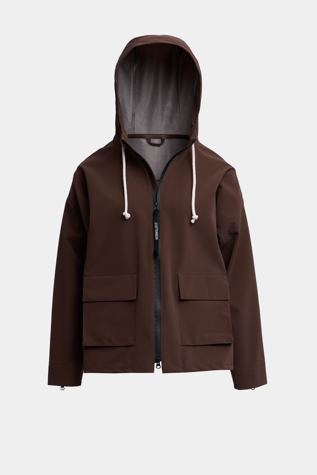 Stutterheim Sandvicken Matte Zip Raincoat Dark Brown (Unisex)