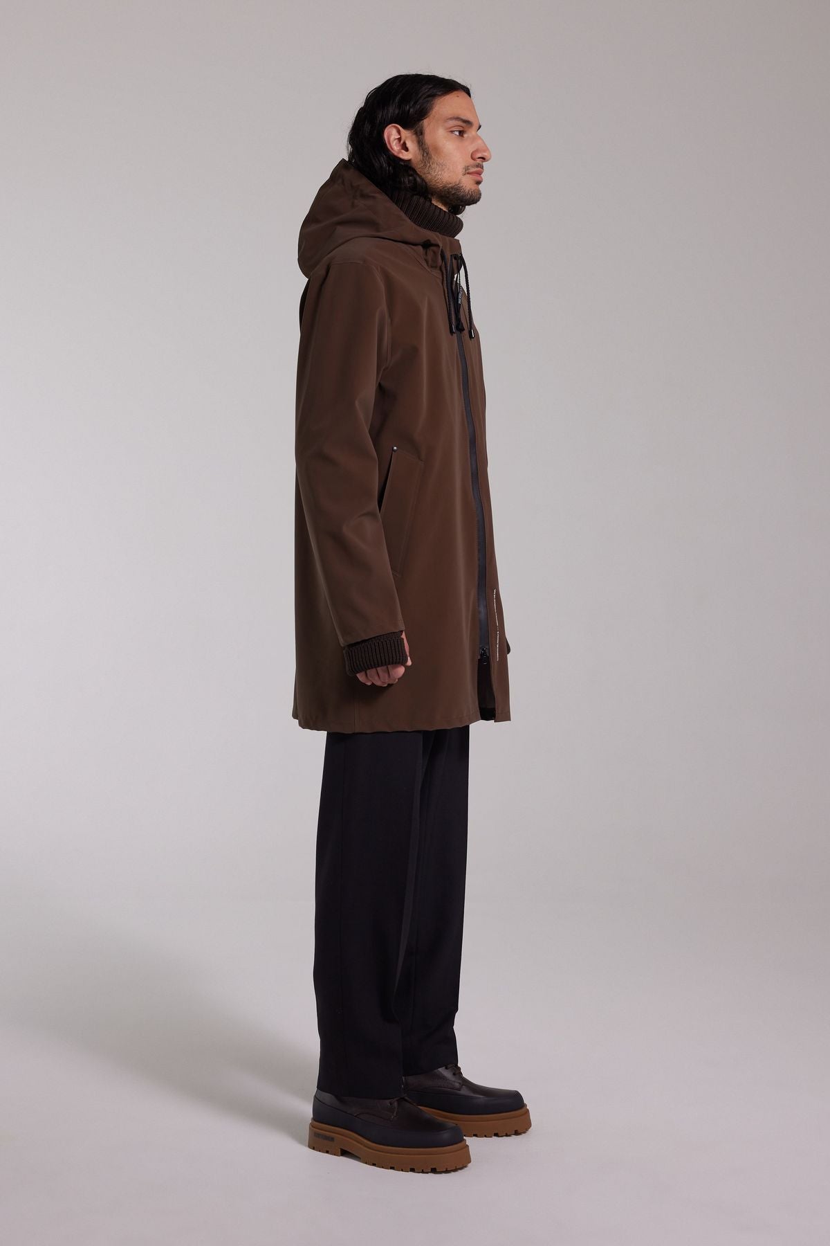 Stutterheim Stockholm Zip Lightweight Matte Dark Brown (Unisex)