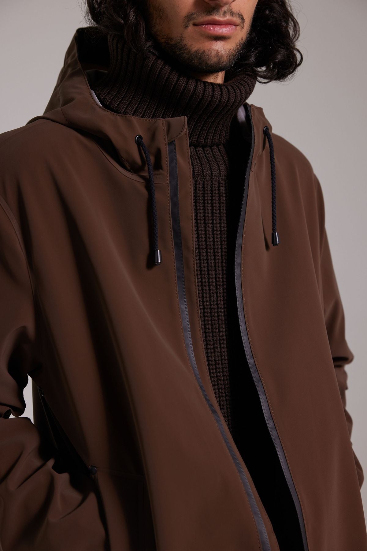 Stutterheim Stockholm Zip Lightweight Matte Dark Brown (Unisex)