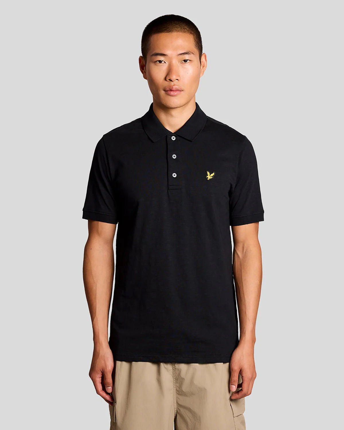 Cotton Slub Polo Shirt - Black