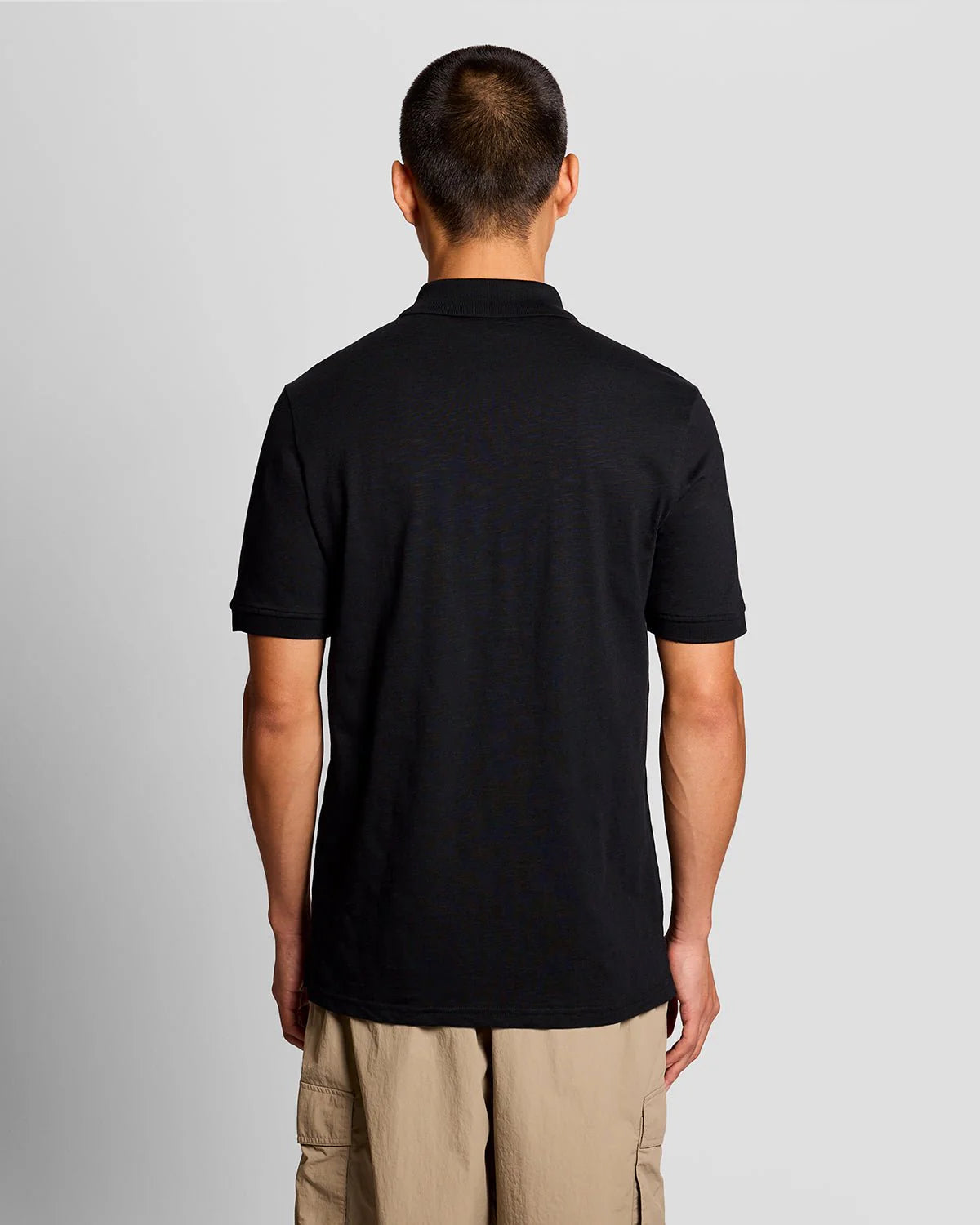 Cotton Slub Polo Shirt - Black