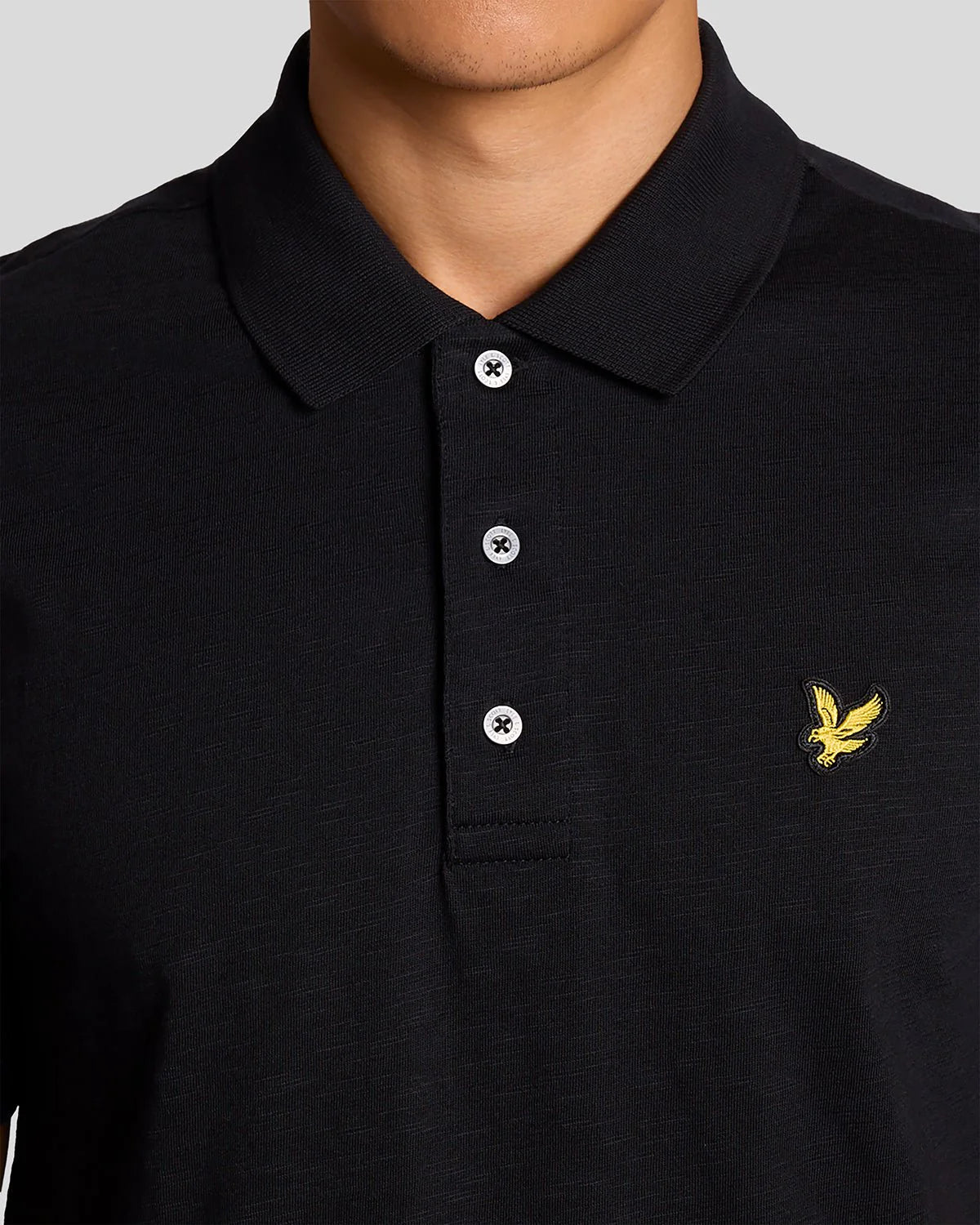 Cotton Slub Polo Shirt - Black