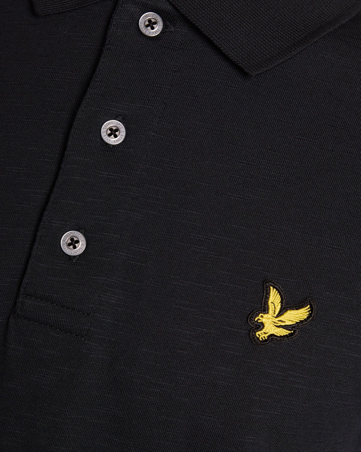 Cotton Slub Polo Shirt - Black