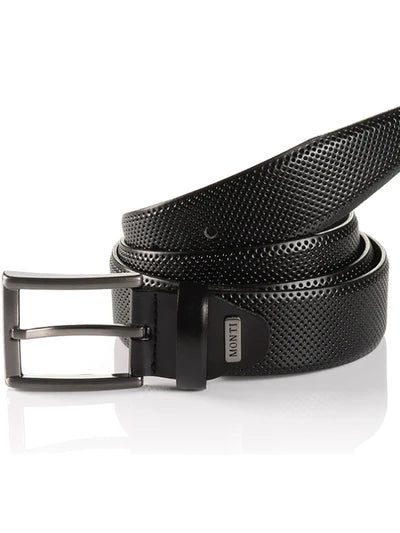 Monti Dublin Black Leather Belt